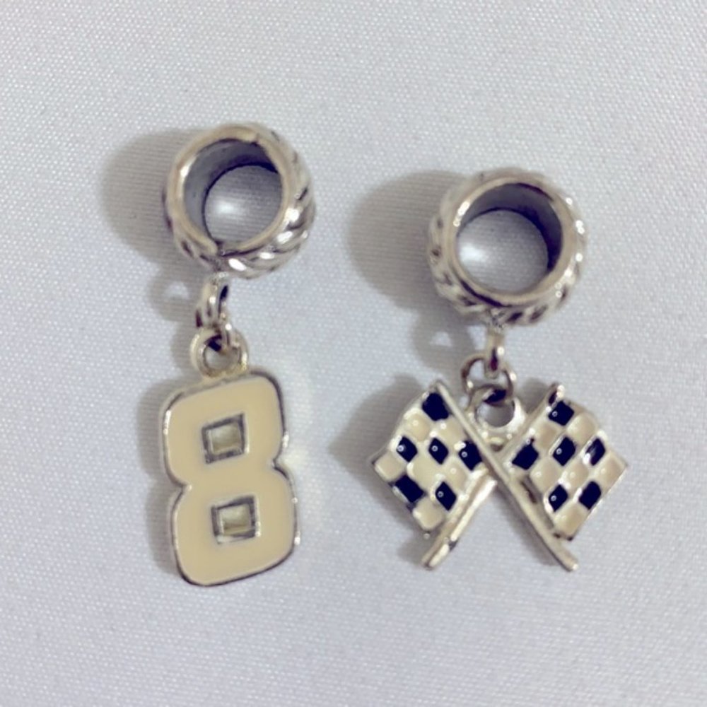 Lot of 2--NASCAR Racing Charms #8 & NASCAR Flags